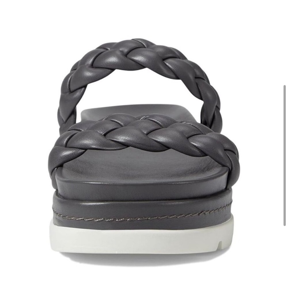 NWT J/SLIDES REESE Dark Grey Leather Woven Strap Sandal - Picture 8 of 16
